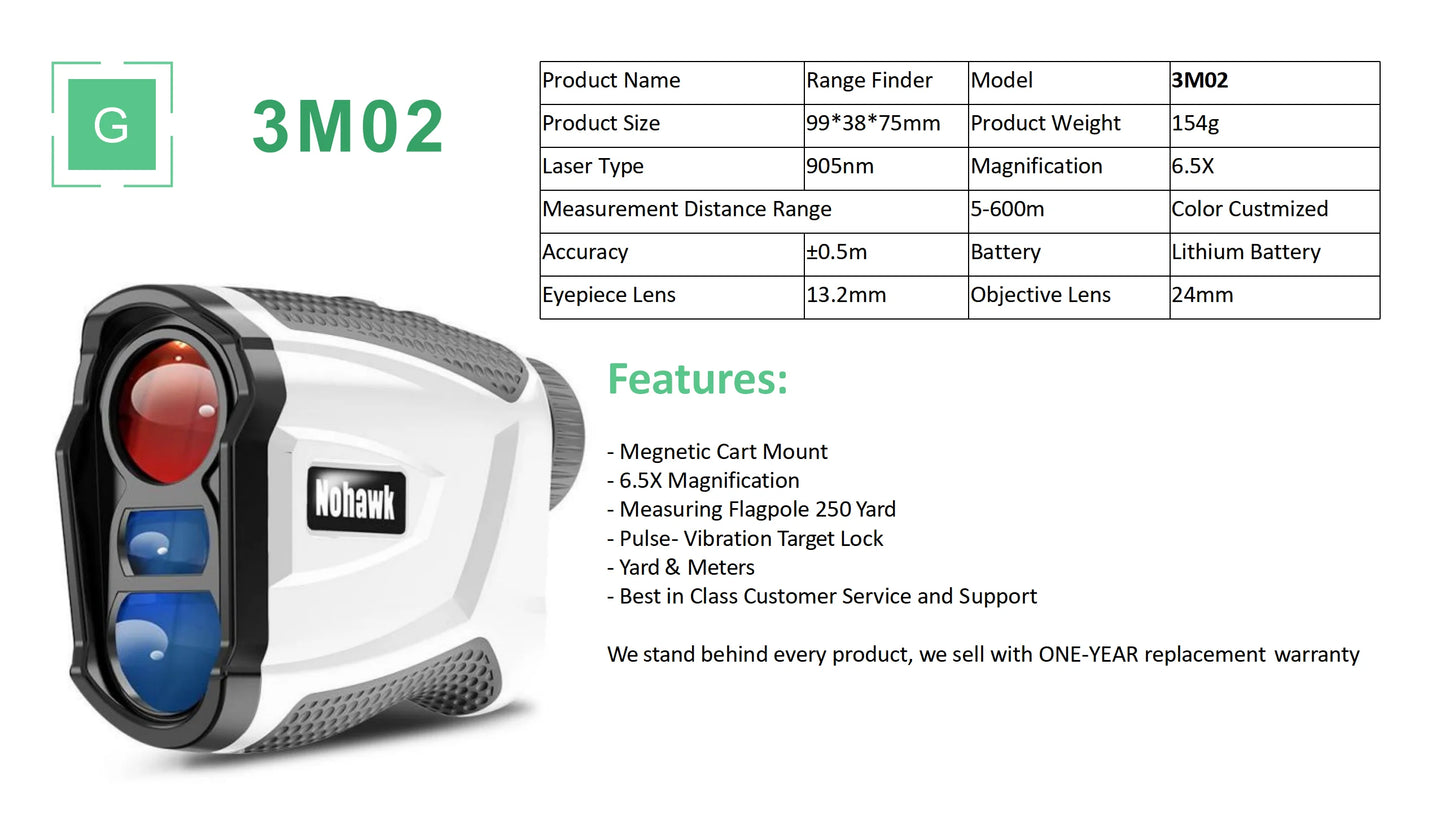 600 Meter Long Distance Rangefinder Golf Range Finder With Slope for Outdoor Sports