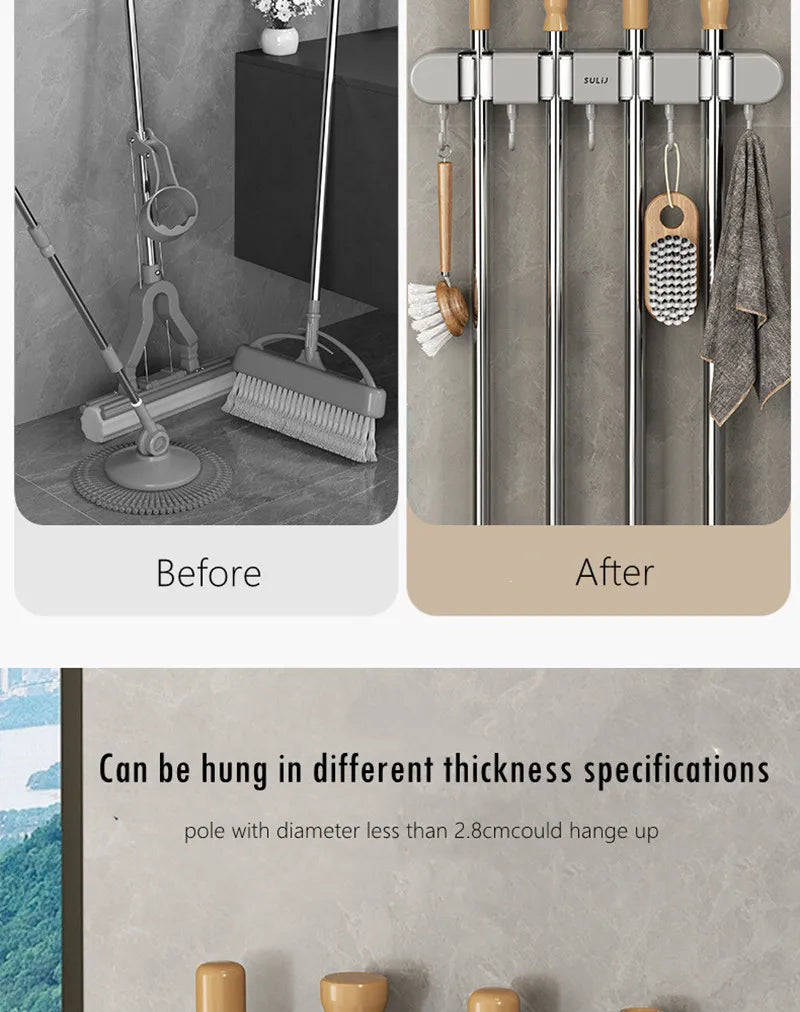 Hooks Broom Mop Holder - Peppeuk Ltd