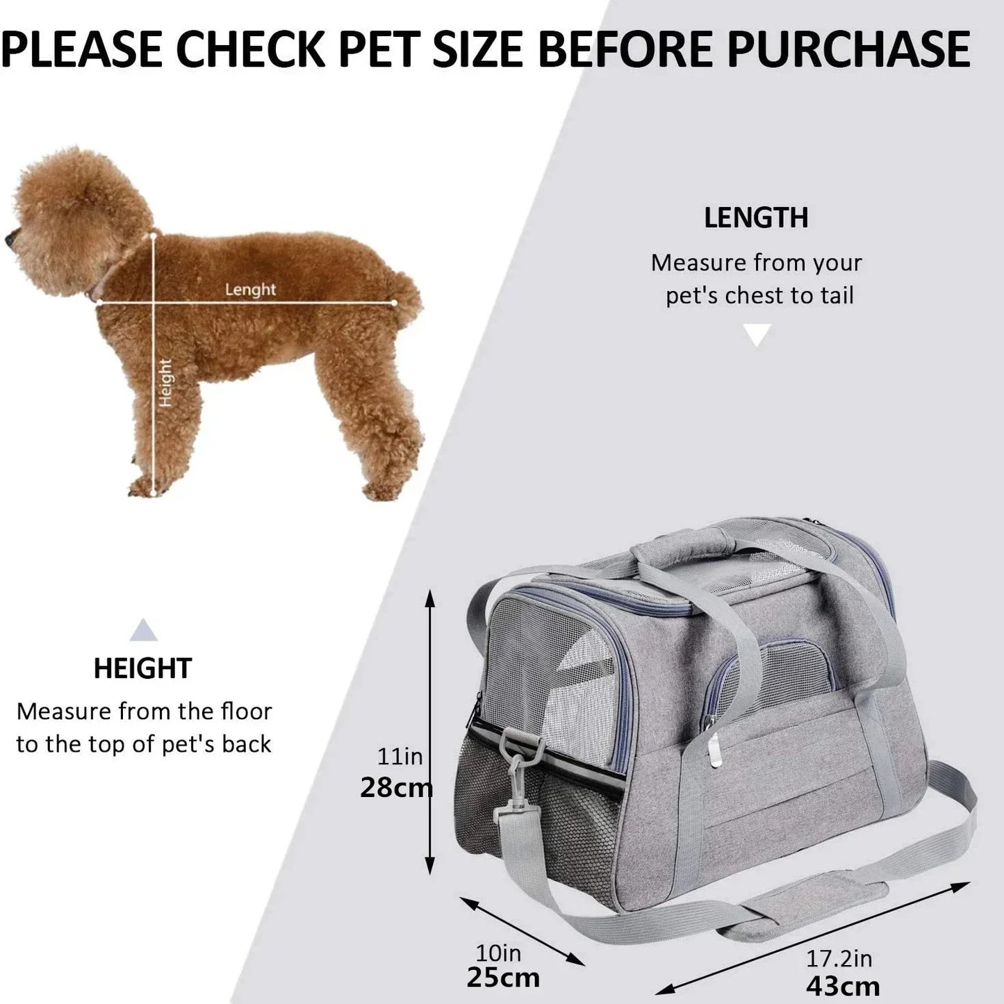 Dog Carrier Bag With Thick Cotton Cushion
