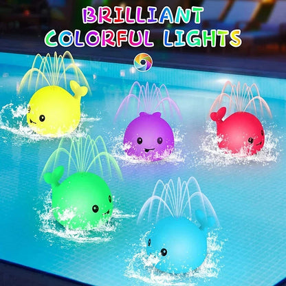 Baby Light Up Bath Toys Whale Automatic Sprinkler Bathtub Toys kids Infant Swim Pool Bathroom Toys Gifts With Music LED Light